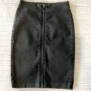 AllSaints Jade Coated Zip Front Skirt